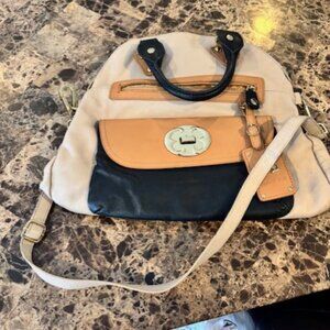 Emma Fox tan Leather convertible Fold over satchel handbag